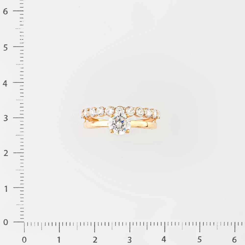 Кольцо с фианитом из красного золота 585 пробы