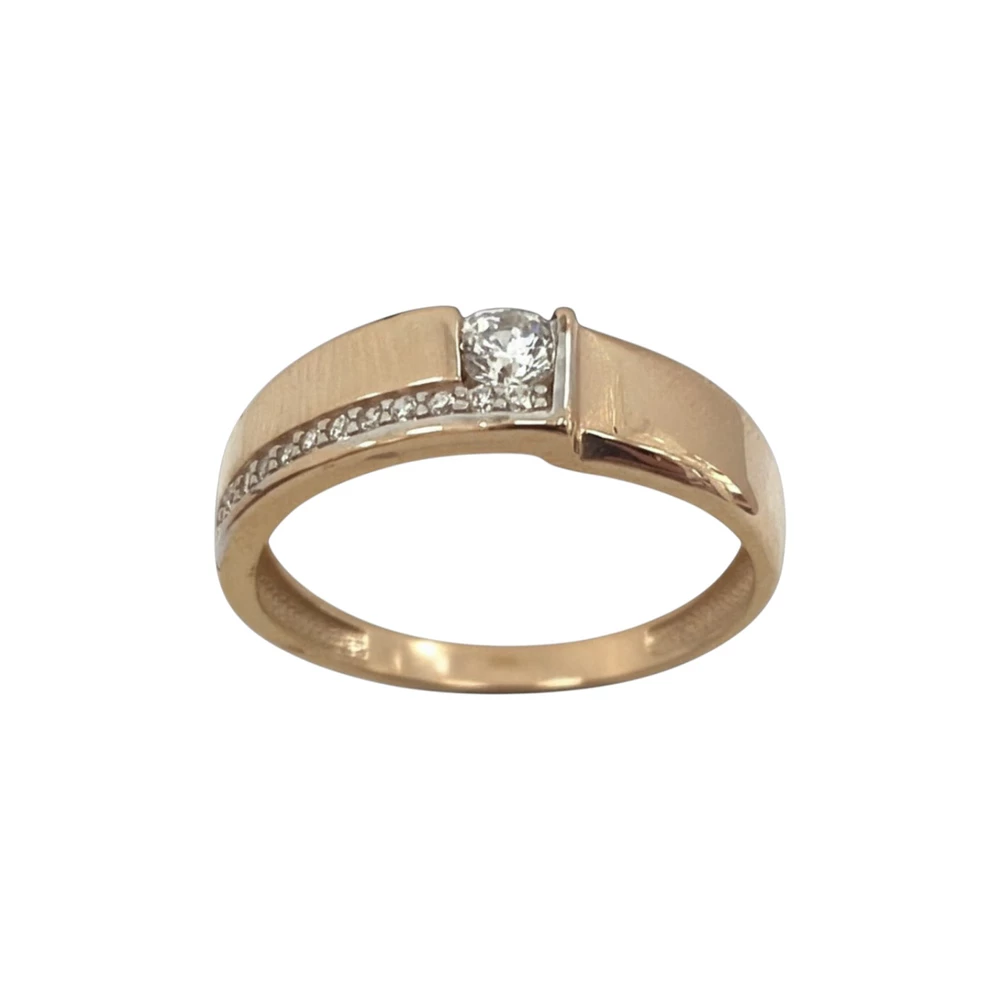 Кольцо с фианитом из красного золота 585 пробы Кольцо с фианитом из красного золота 585 пробы