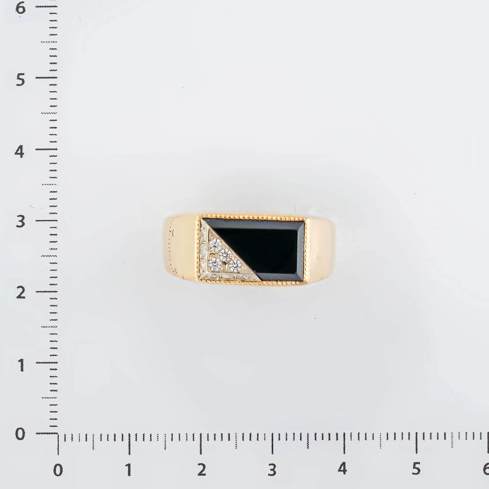 Кольцо с ониксом из красного золота 585 пробы