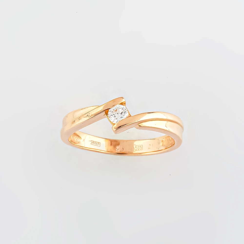 Кольцо с бриллиантом из красного золота 585 пробы