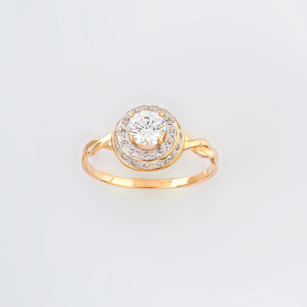 Кольцо с фианитом из красного золота 585 пробы Кольцо с фианитом из красного золота 585 пробы