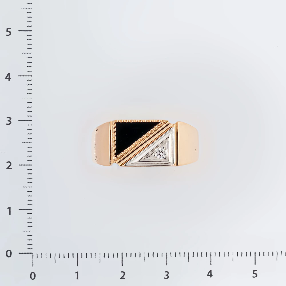 Кольцо с ониксом из красного золота 585 пробы