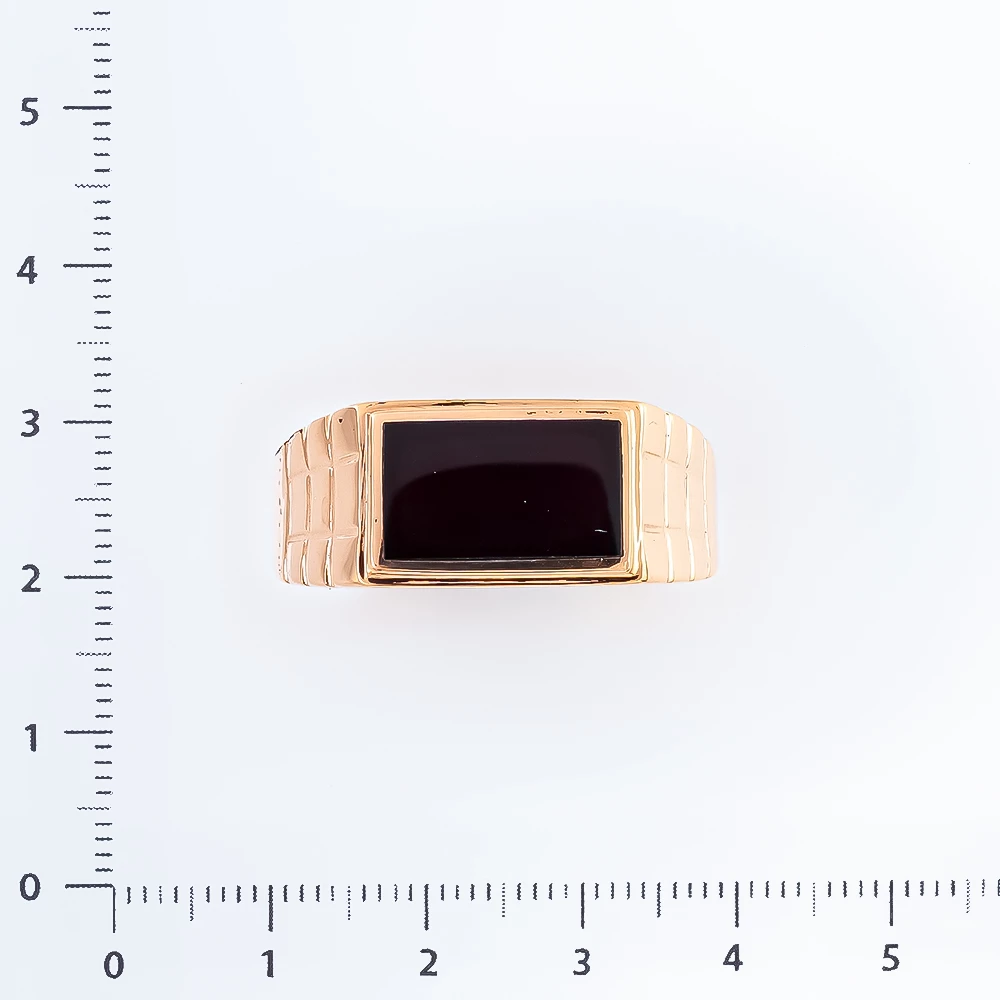 Кольцо с ониксом из красного золота 585 пробы