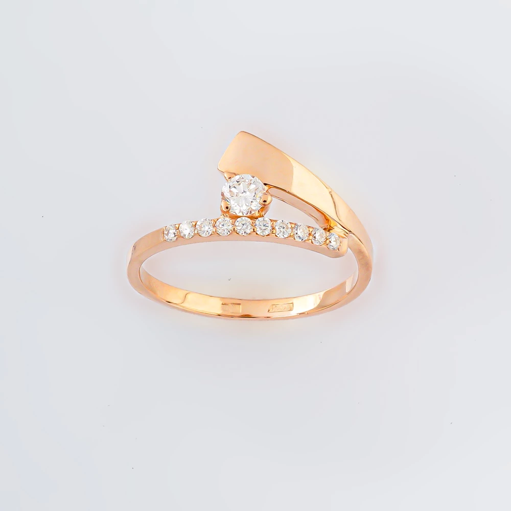 Кольцо с бриллиантом из красного золота 585 пробы