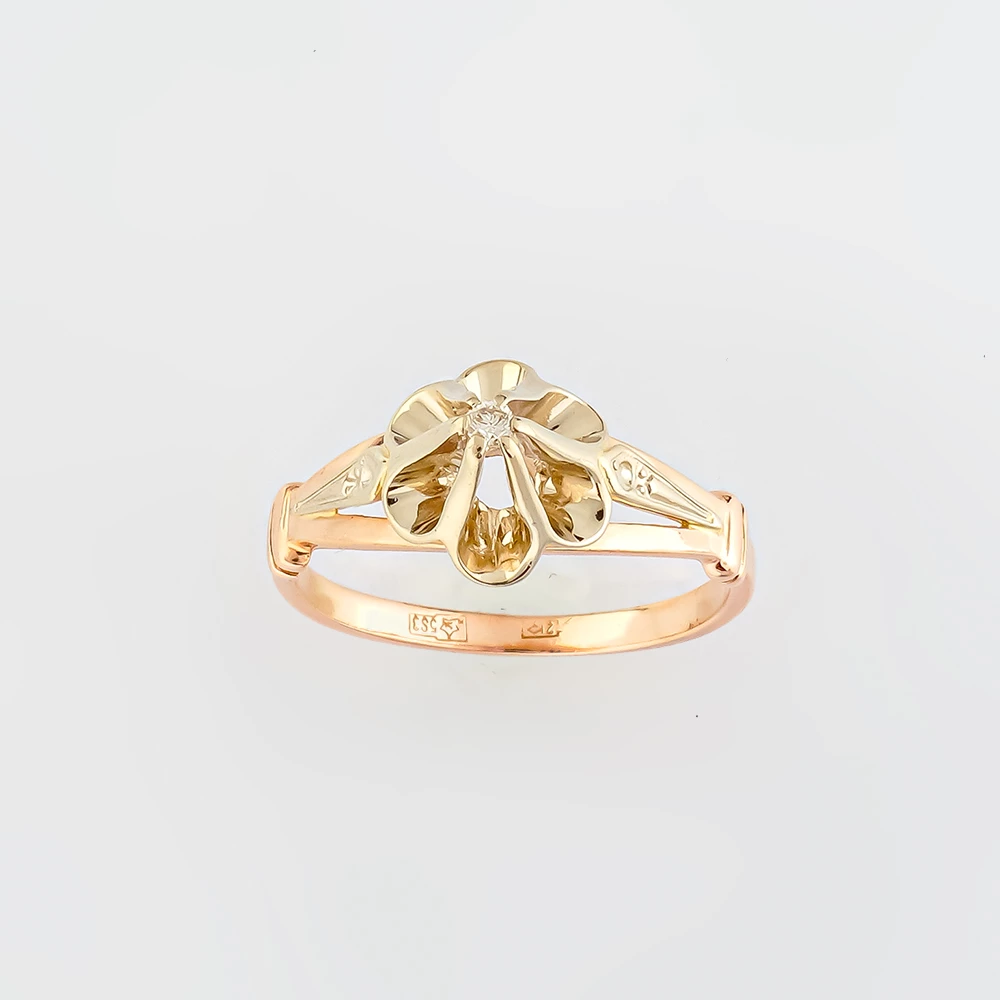 Кольцо с бриллиантом из красного золота 583 пробы