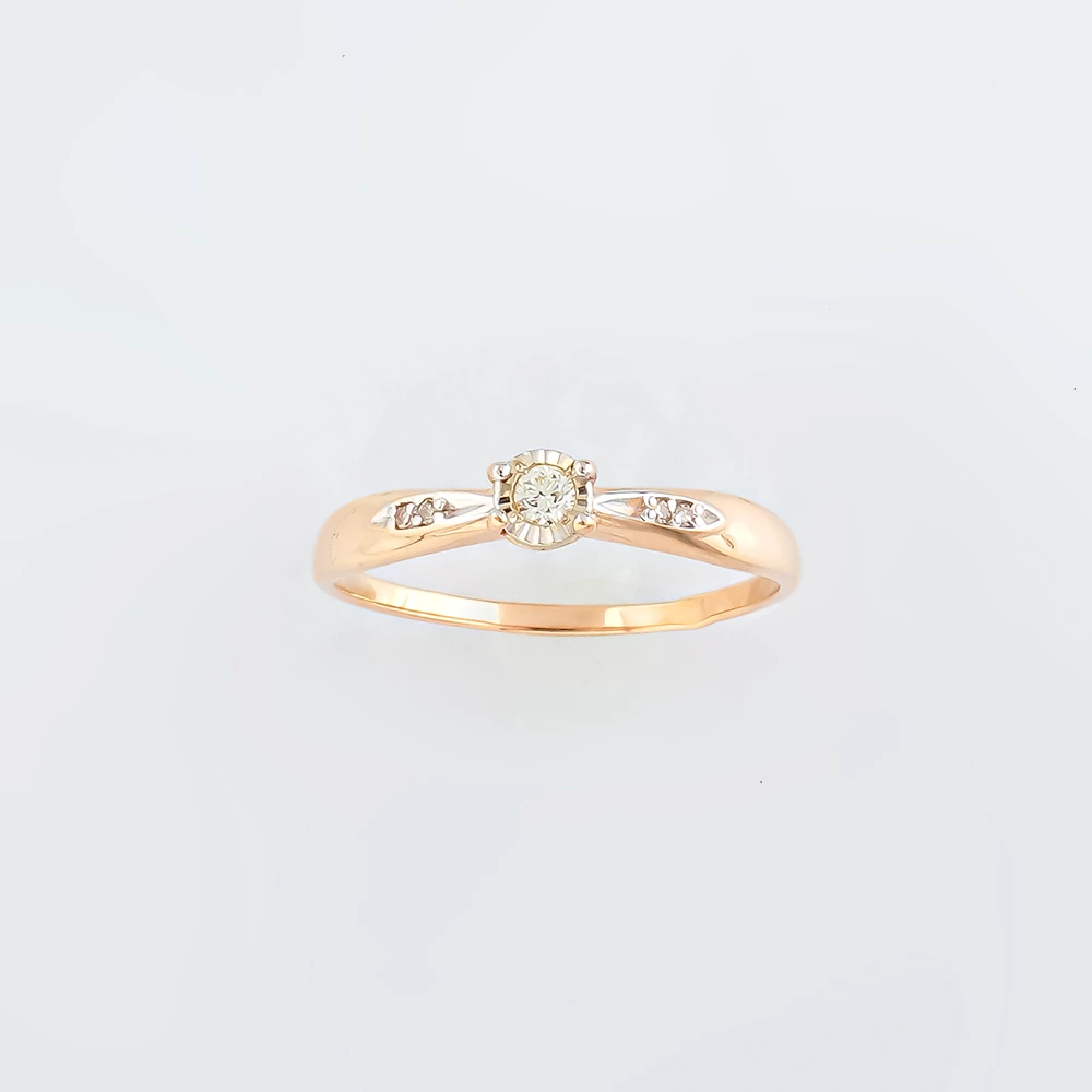 Кольцо с бриллиантом из красного золота 585 пробы