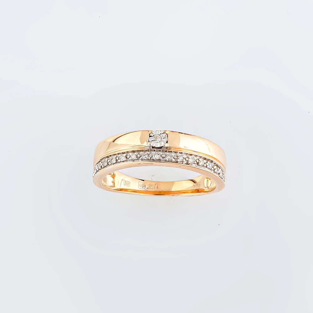 Кольцо с бриллиантом из красного золота 585 пробы