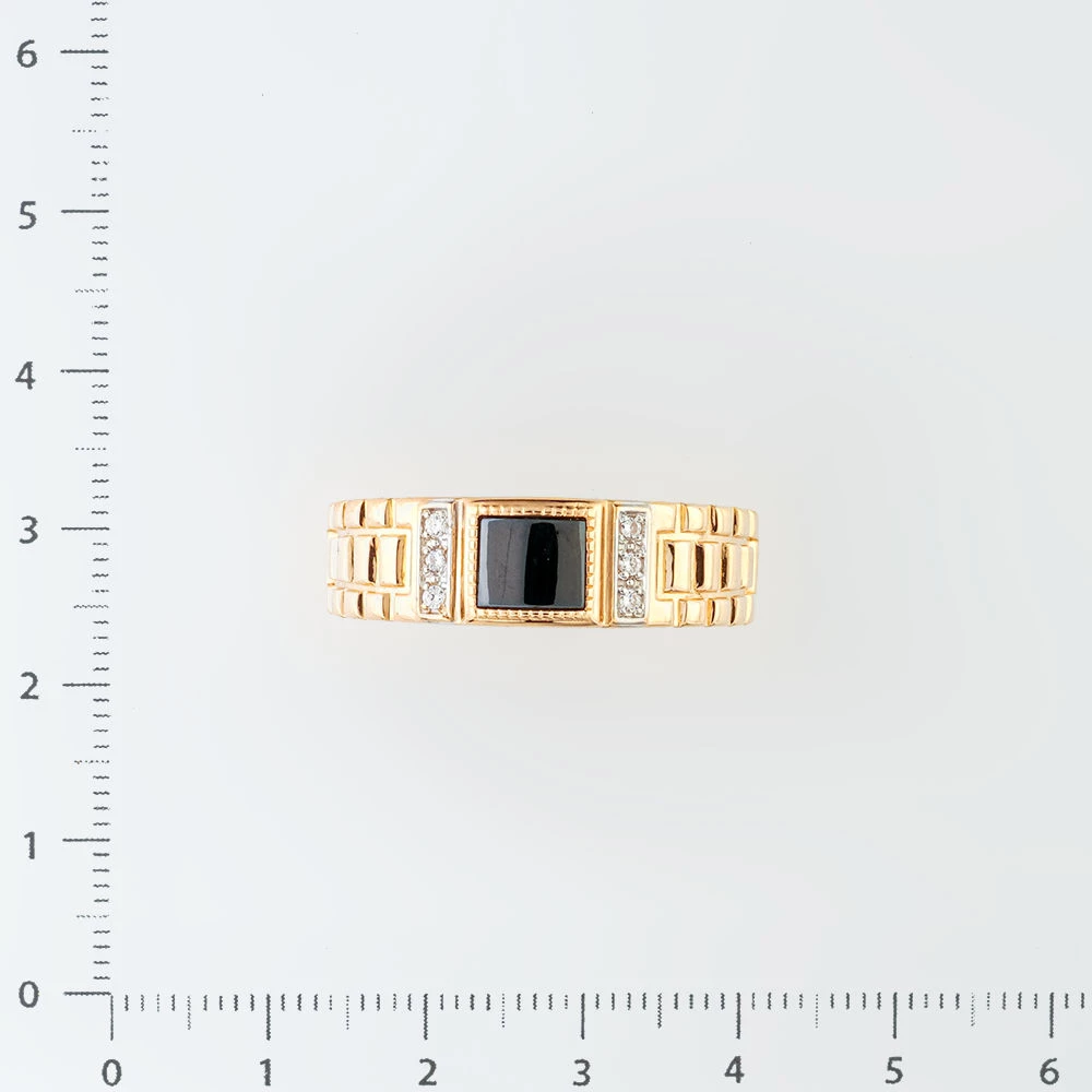 Кольцо с ониксом из красного золота 585 пробы