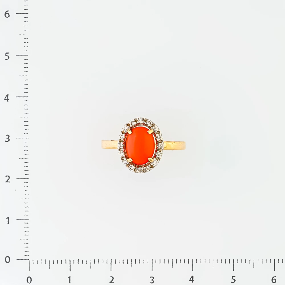 Кольцо с кораллом из красного золота 585 пробы