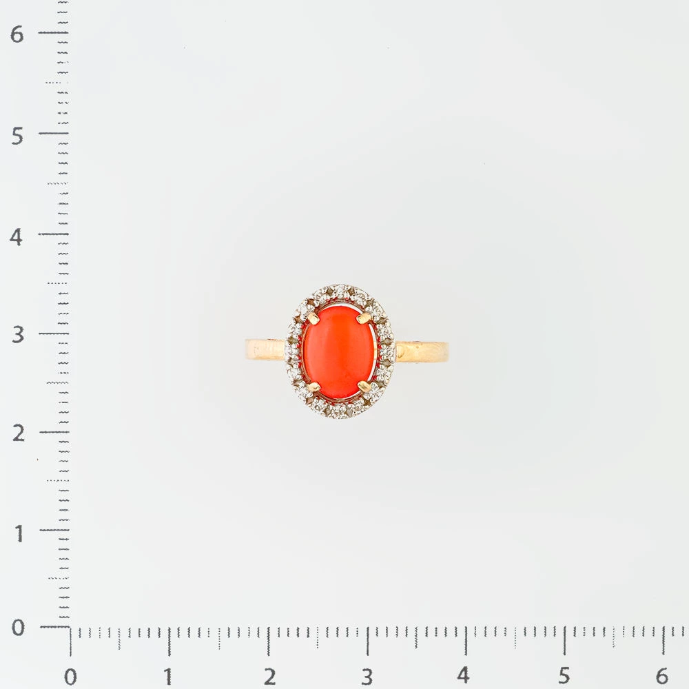 Кольцо с кораллом из красного золота 585 пробы