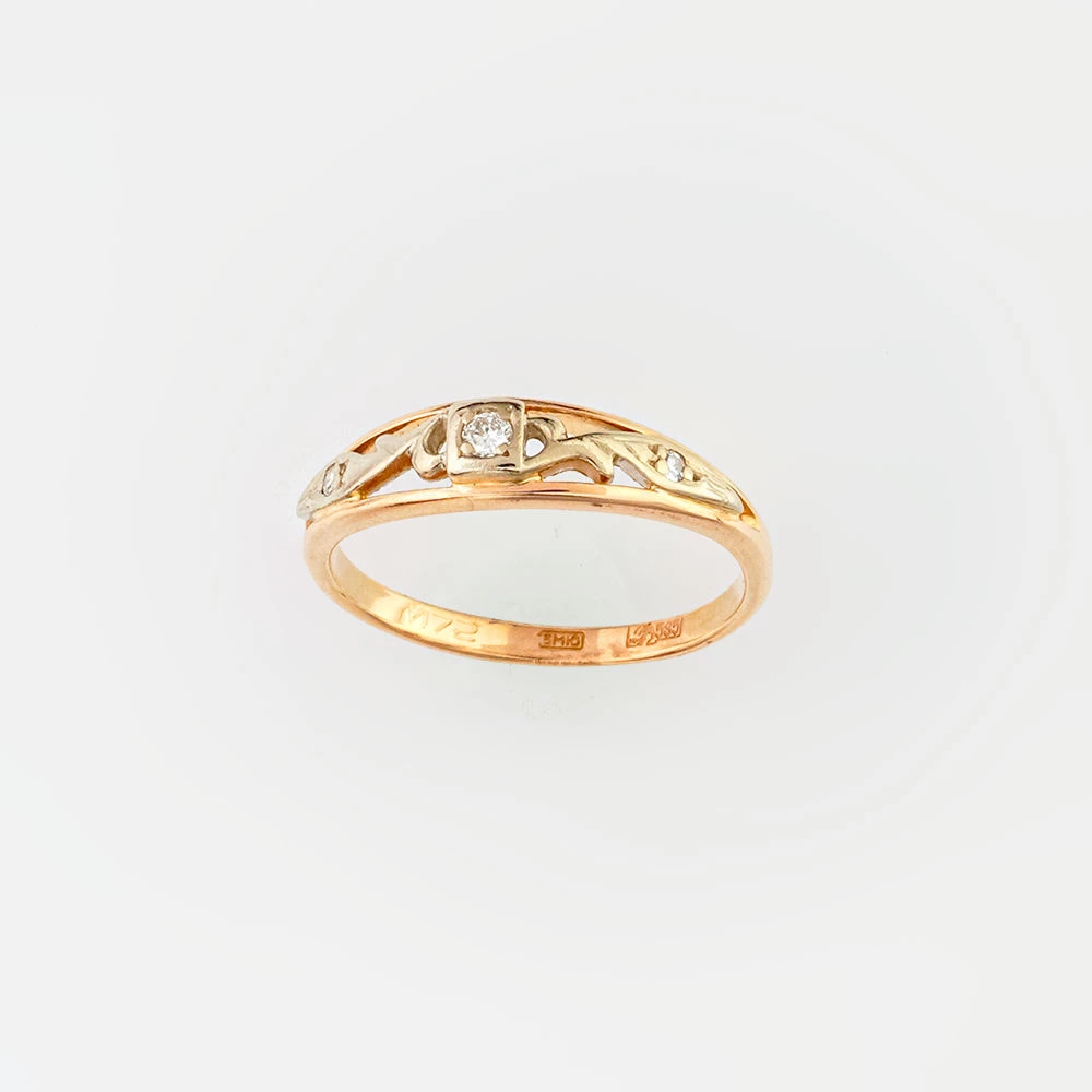 Кольцо с бриллиантом из красного золота 585 пробы