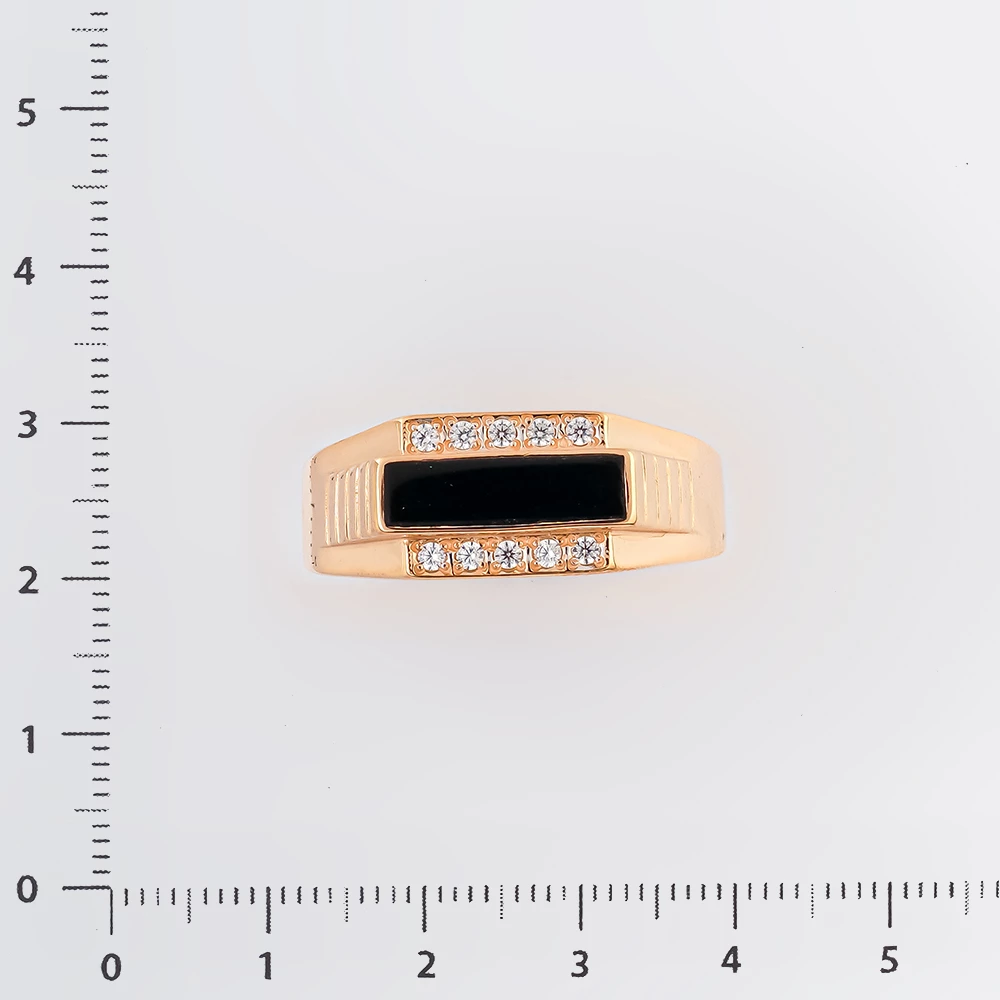Кольцо с ониксом из красного золота 585 пробы