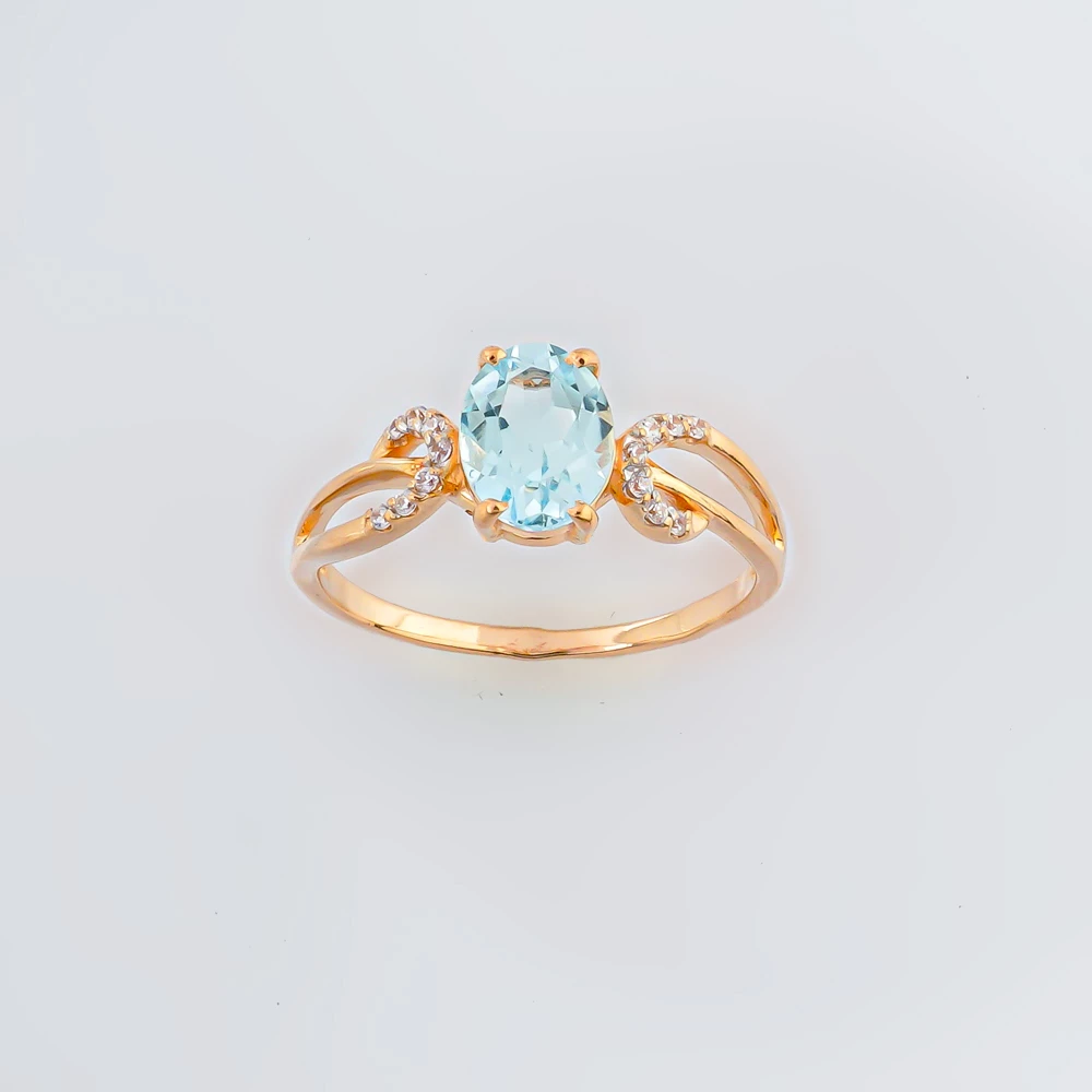 Кольцо с топазом из красного золота 585 пробы