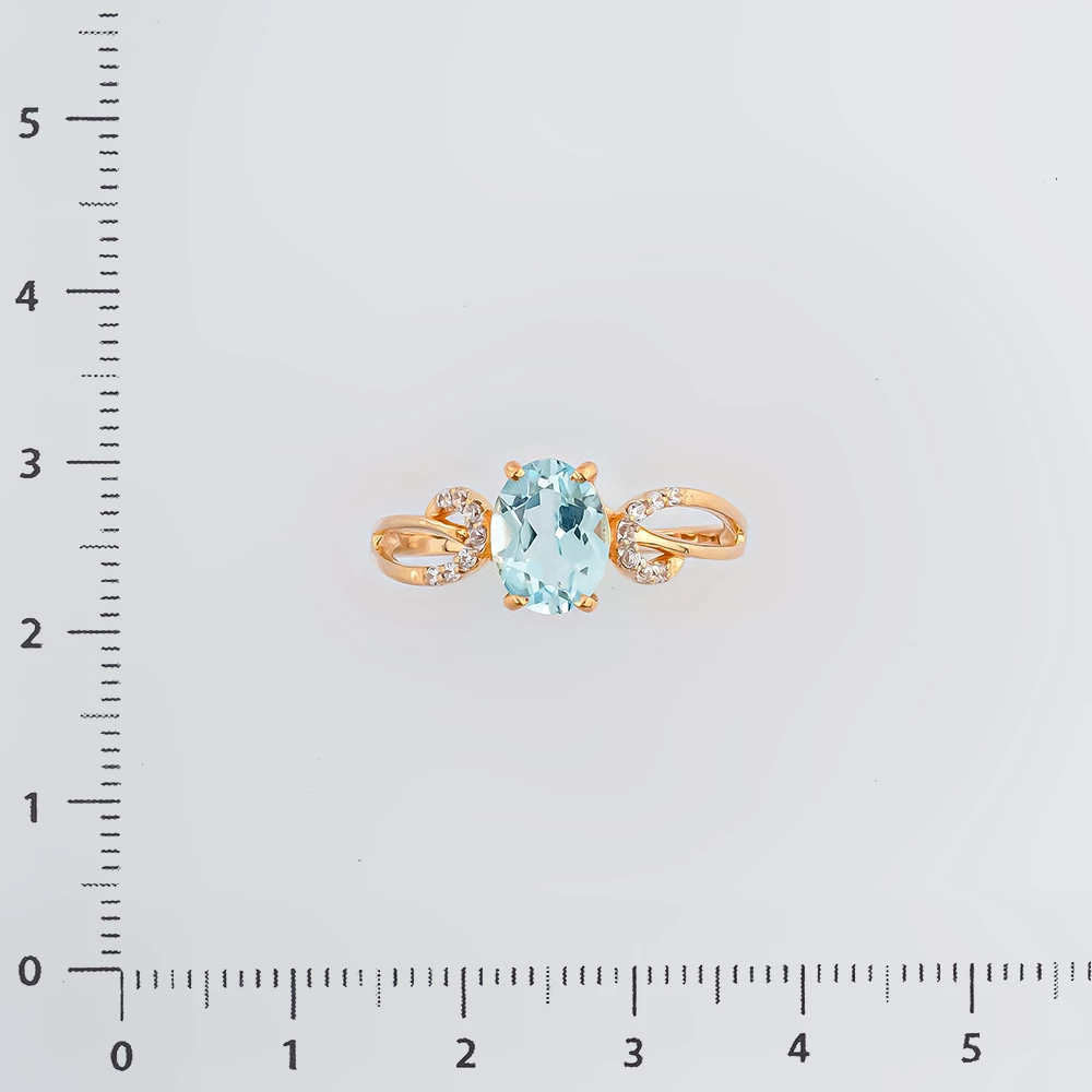 Кольцо с топазом из красного золота 585 пробы