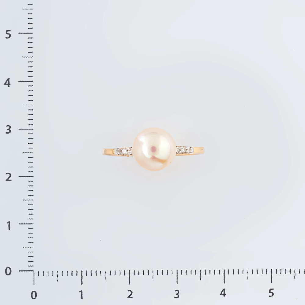 Кольцо с культивированным жемчугом из красного золота 585 пробы