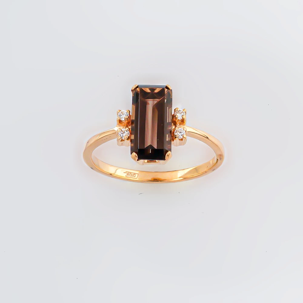 Кольцо с раух-топазом из красного золота 585 пробы Кольцо с раух-топазом из красного золота 585 пробы