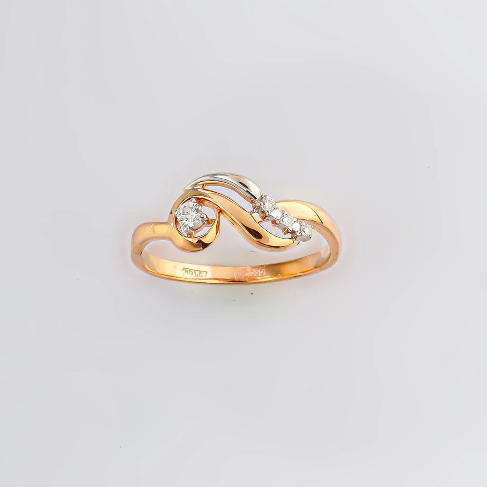 Кольцо с бриллиантом из красного золота 585 пробы