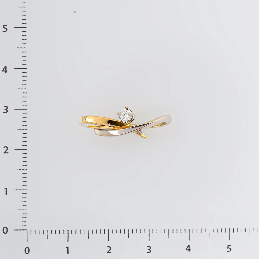 Кольцо с бриллиантом из желтого золота 750 пробы