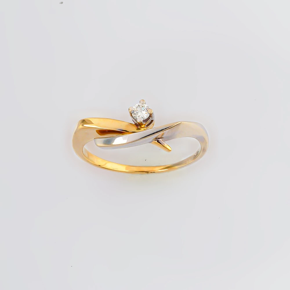 Кольцо с бриллиантом из желтого золота 750 пробы