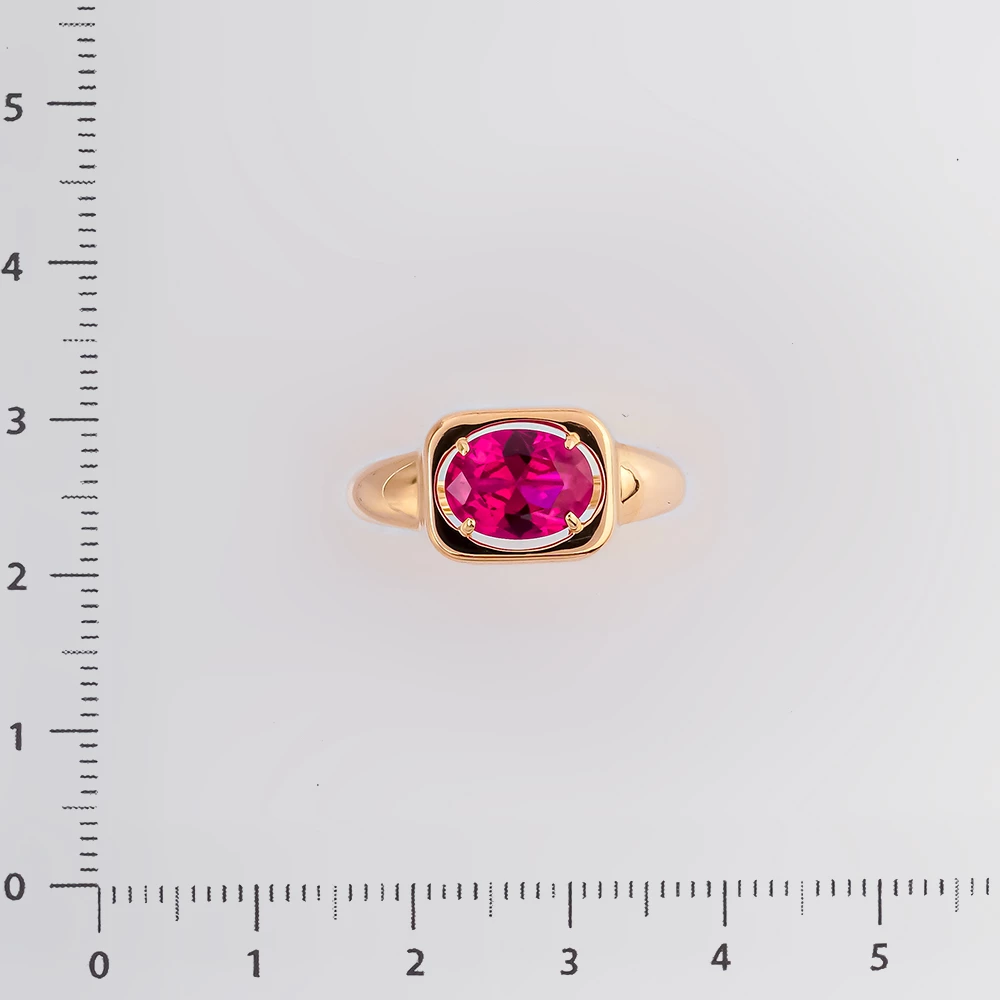 Кольцо с рубином синтетическим из красного золота 585 пробы