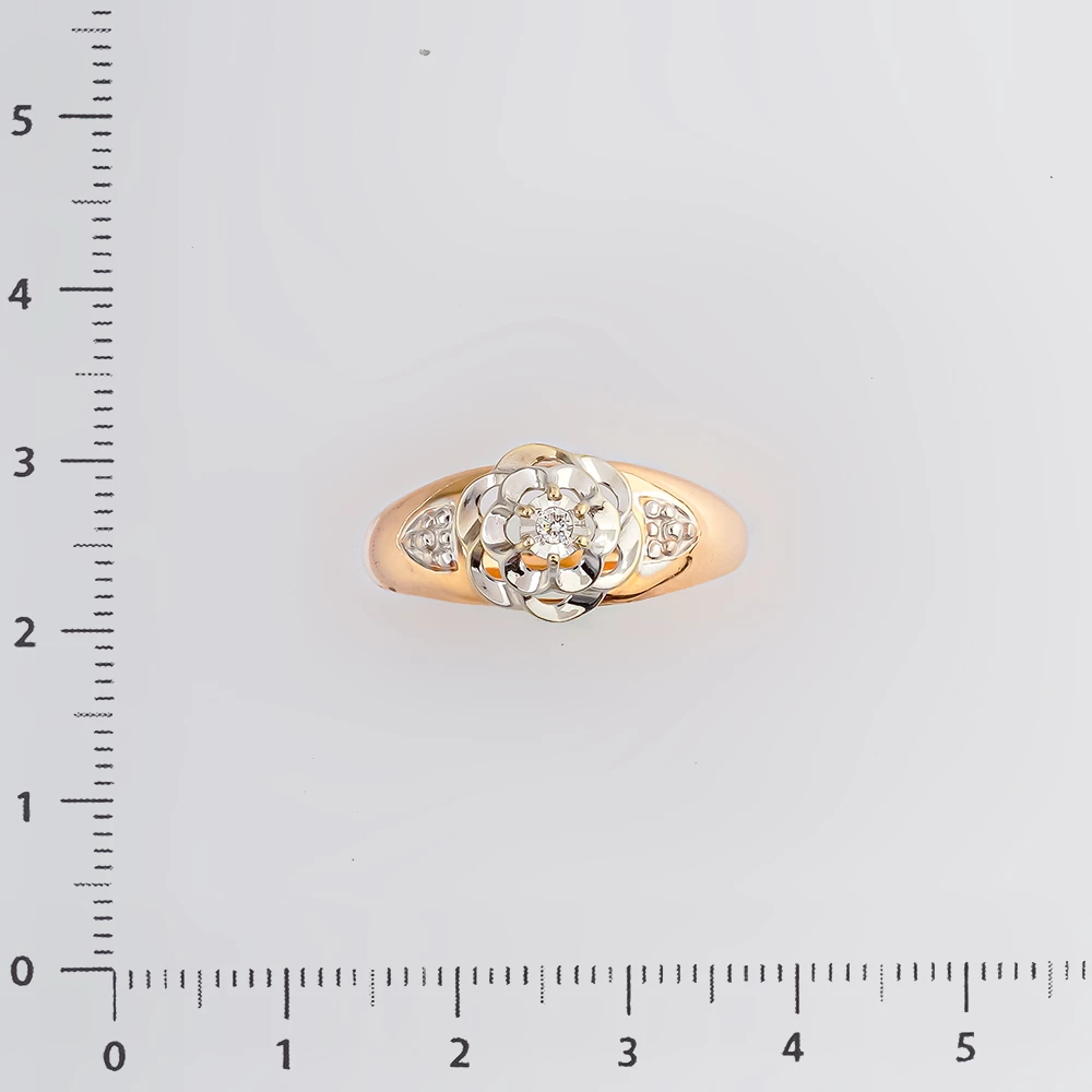 Кольцо с бриллиантом из красного золота 585 пробы