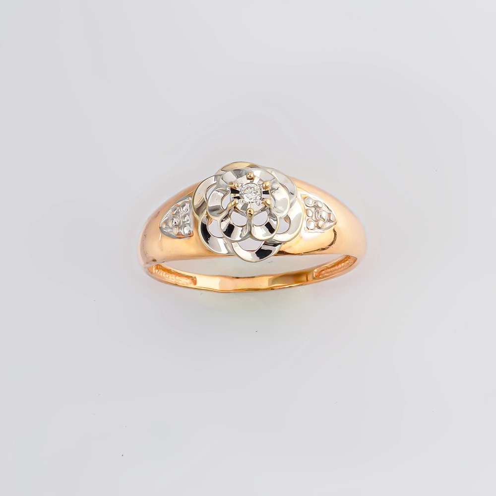 Кольцо с бриллиантом из красного золота 585 пробы