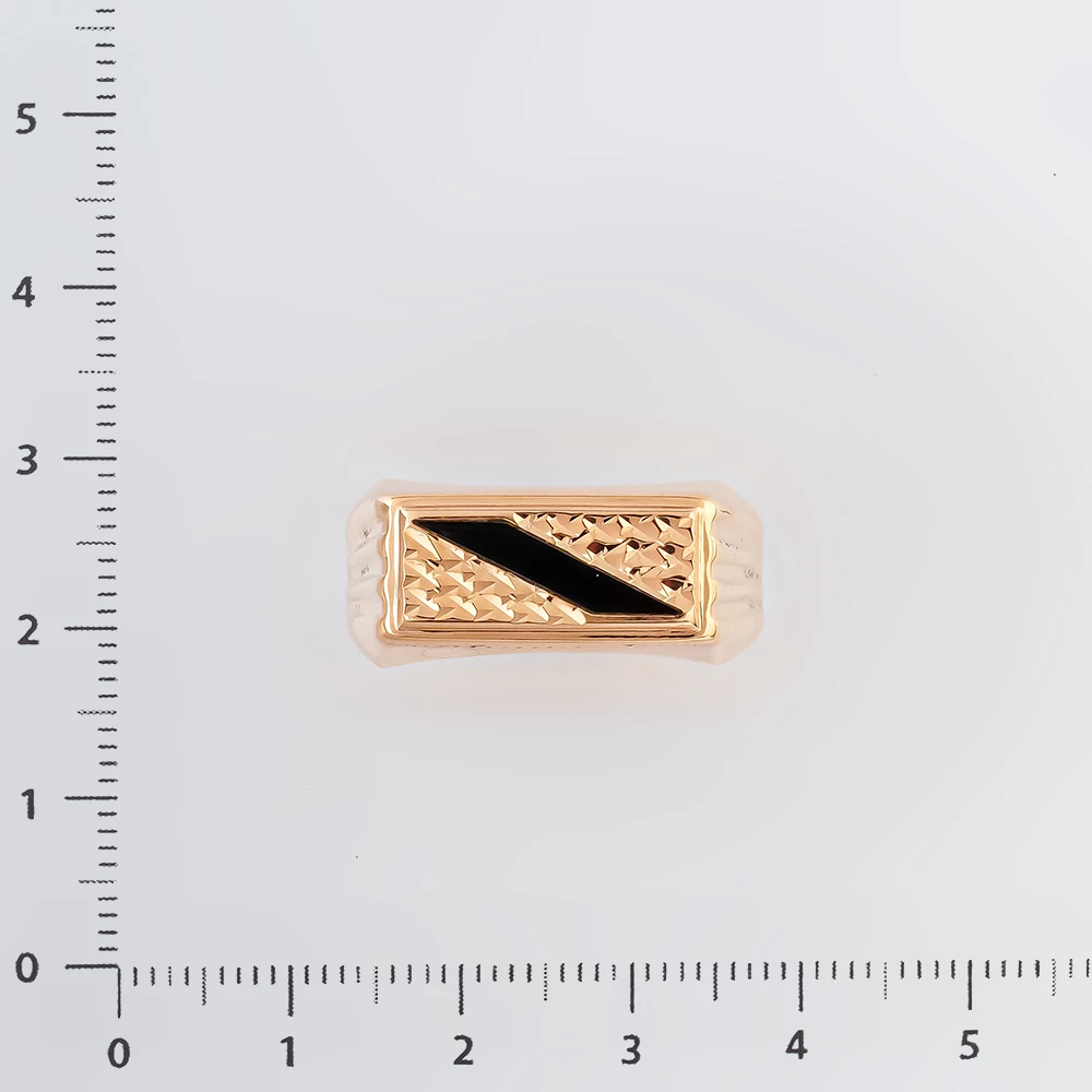 Кольцо с ониксом из красного золота 585 пробы