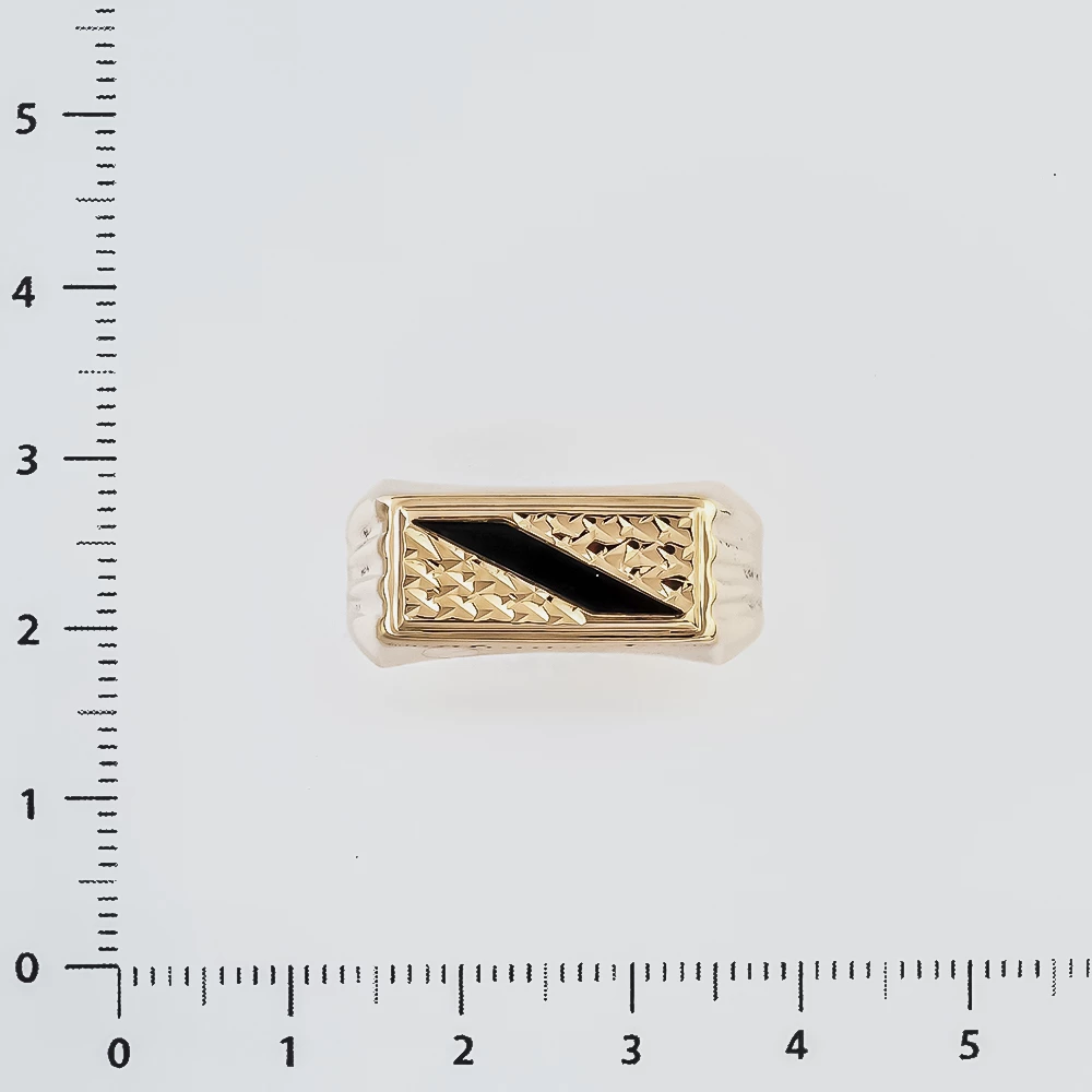 Кольцо с ониксом из красного золота 585 пробы