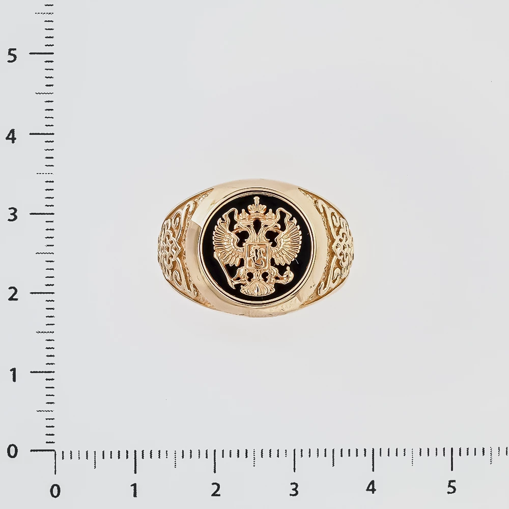 Кольцо с ониксом из красного золота 585 пробы