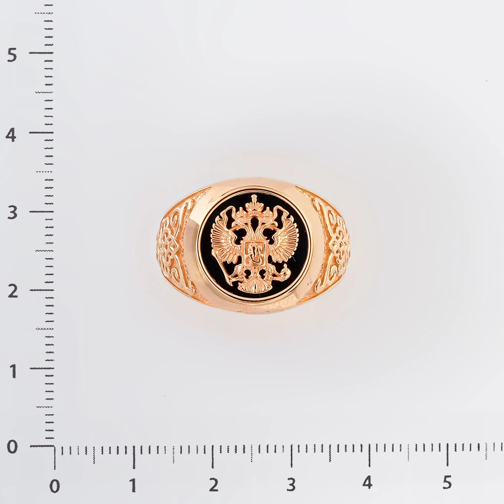 Кольцо с ониксом из красного золота 585 пробы