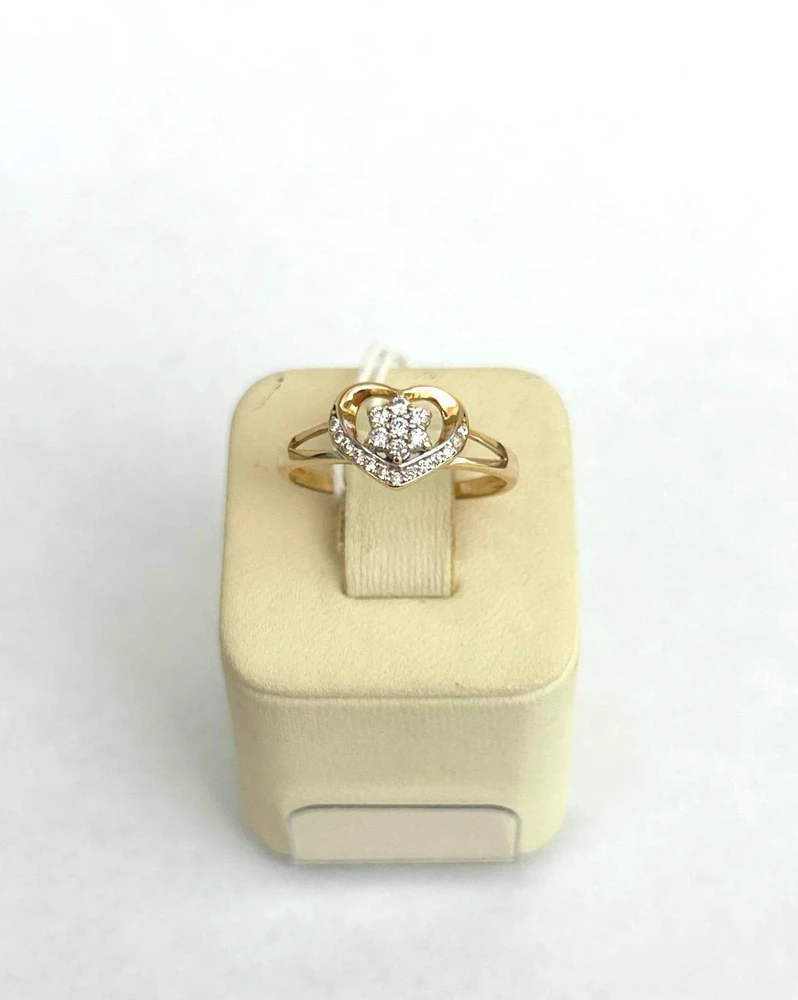 Кольцо с фианитом из красного золота 585 пробы