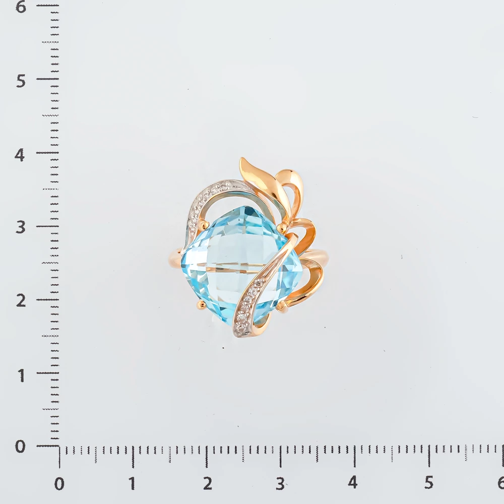 Кольцо с топазом из красного золота 585 пробы