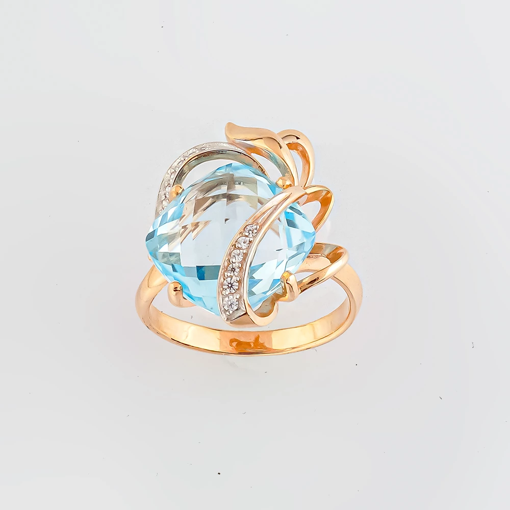 Кольцо с топазом из красного золота 585 пробы