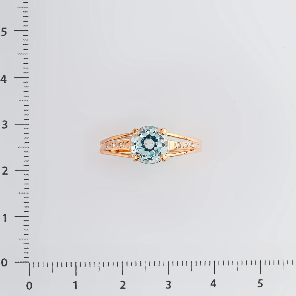 Кольцо с топазом из красного золота 585 пробы