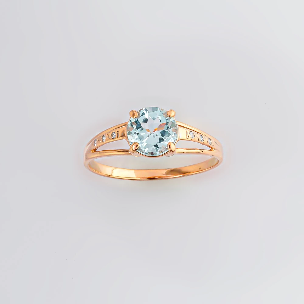 Кольцо с топазом из красного золота 585 пробы