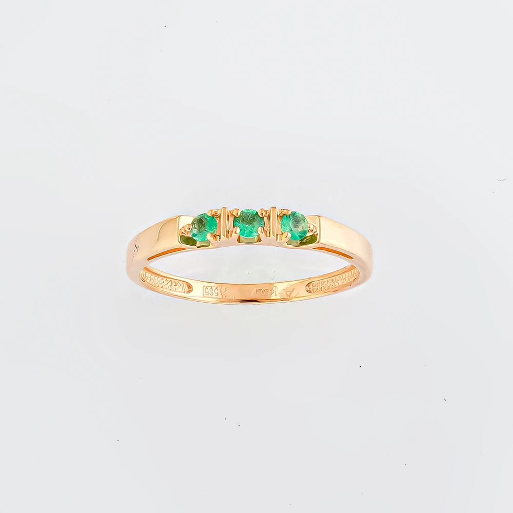 Кольцо с изумрудом из красного золота 585 пробы