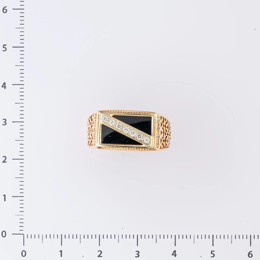 Кольцо с ониксом из красного золота 585 пробы