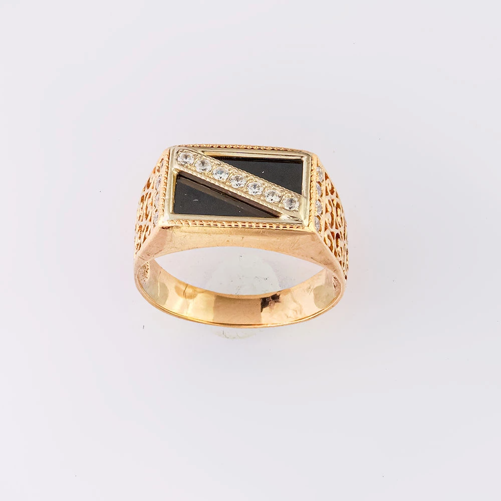 Кольцо с ониксом из красного золота 585 пробы