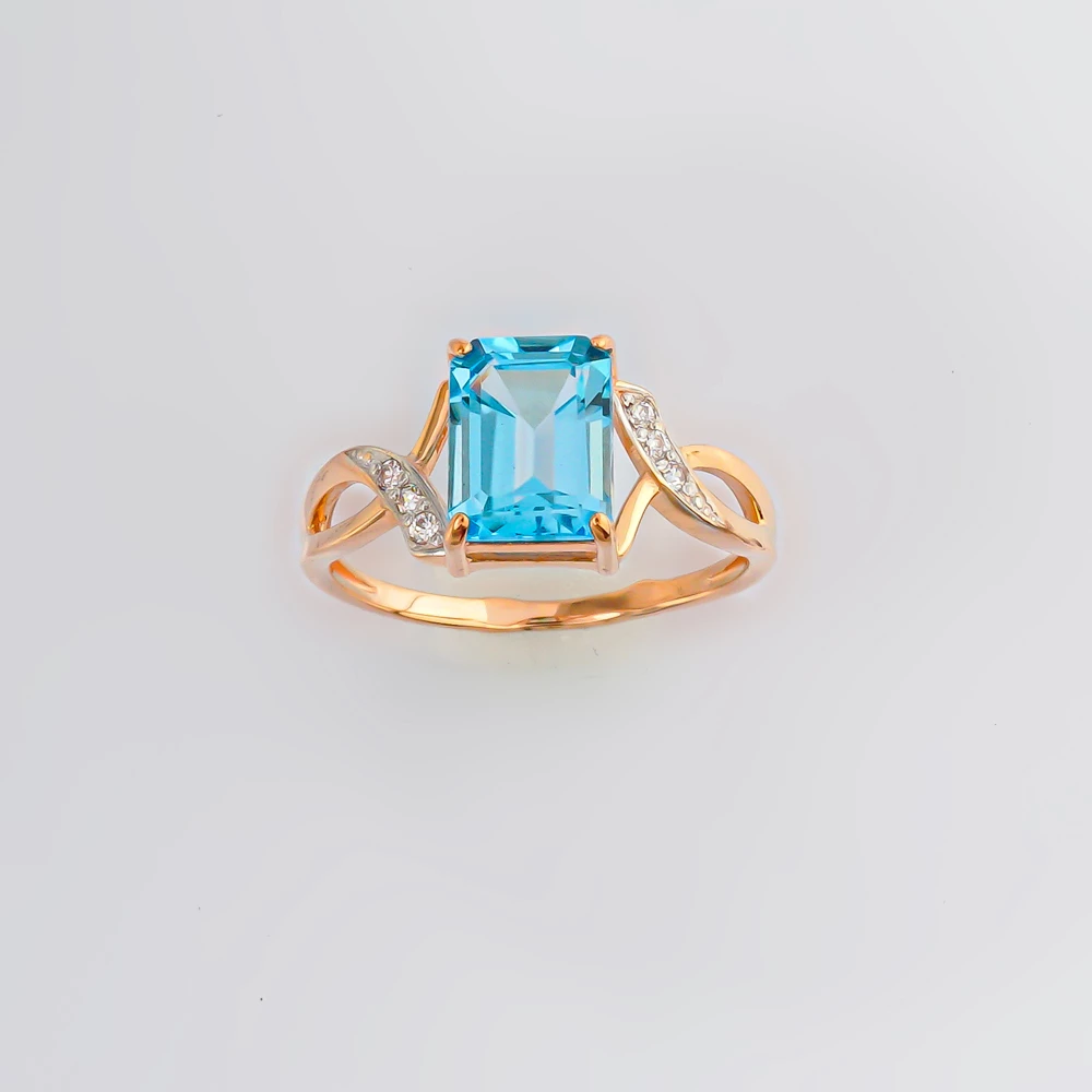 Кольцо с топазом из красного золота 585 пробы