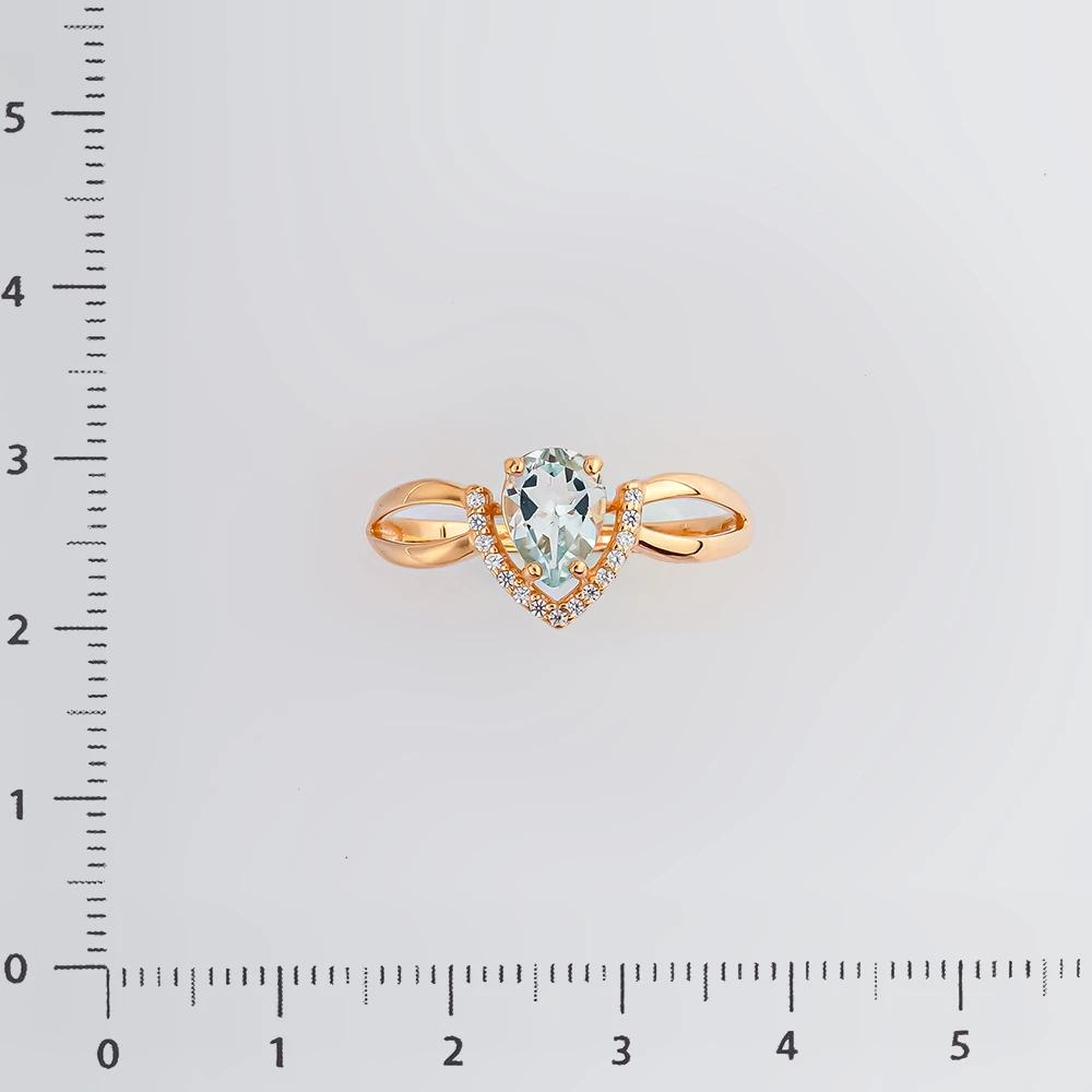 Кольцо с топазом из красного золота 585 пробы