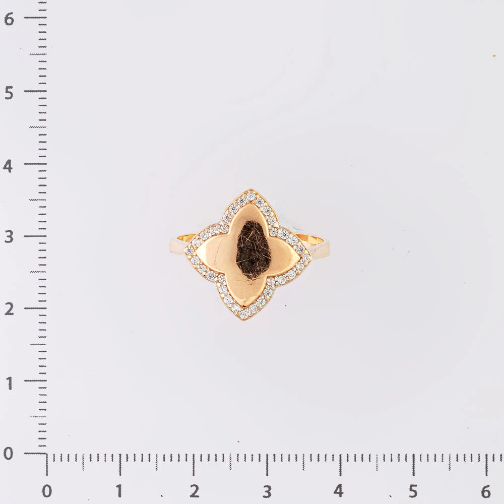 Кольцо с фианитом из красного золота 585 пробы