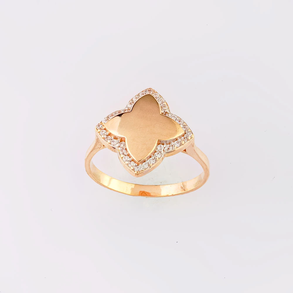 Кольцо с фианитом из красного золота 585 пробы