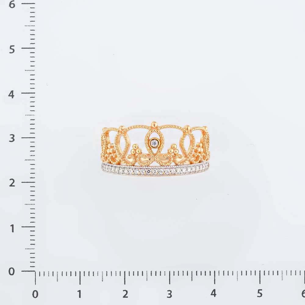 Кольцо с фианитом из красного золота 585 пробы