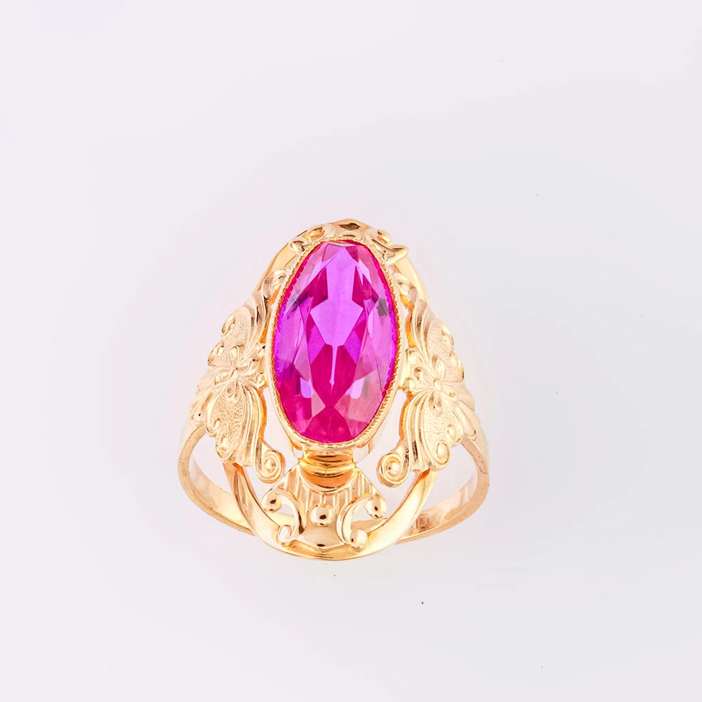 Кольцо с фианитом из красного золота 583 пробы Кольцо с фианитом из красного золота 583 пробы