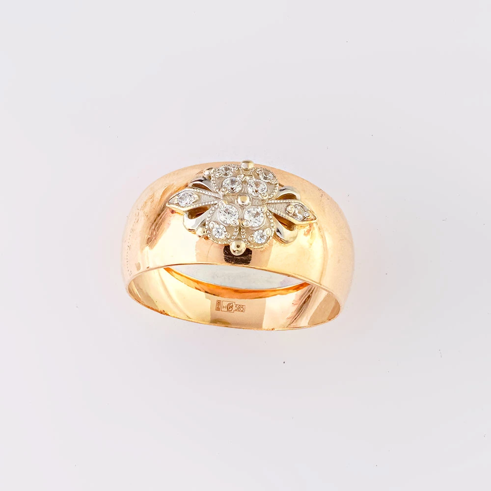 Кольцо с фианитом из красного золота 585 пробы Кольцо с фианитом из красного золота 585 пробы