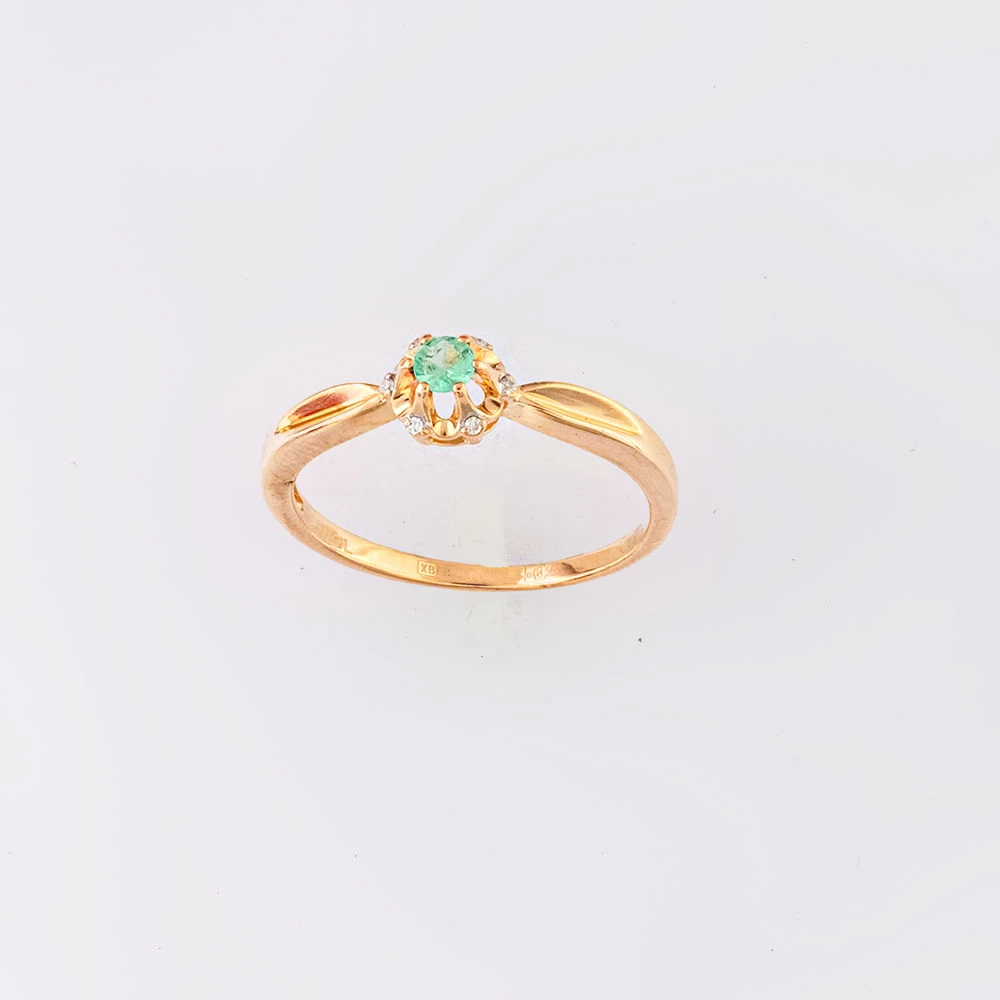 Кольцо с изумрудом из красного золота 585 пробы