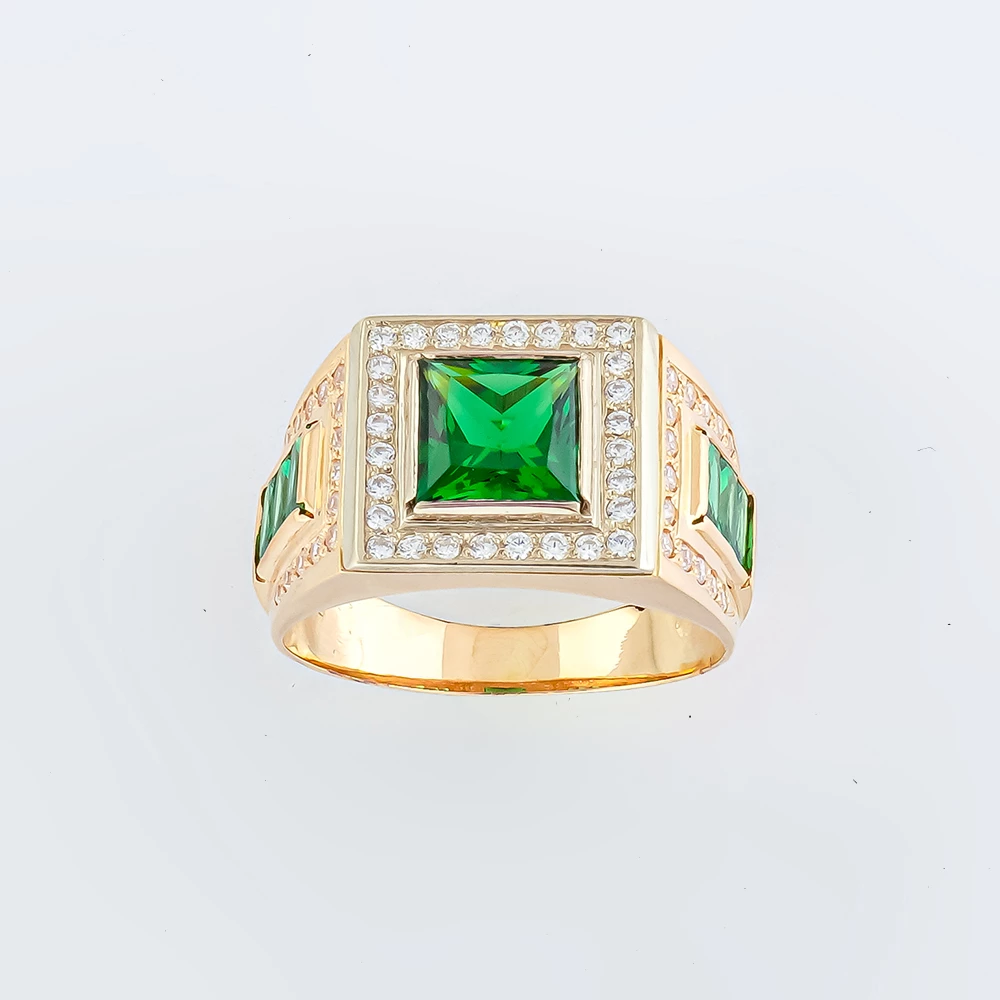 Кольцо с фианитом из красного золота 585 пробы