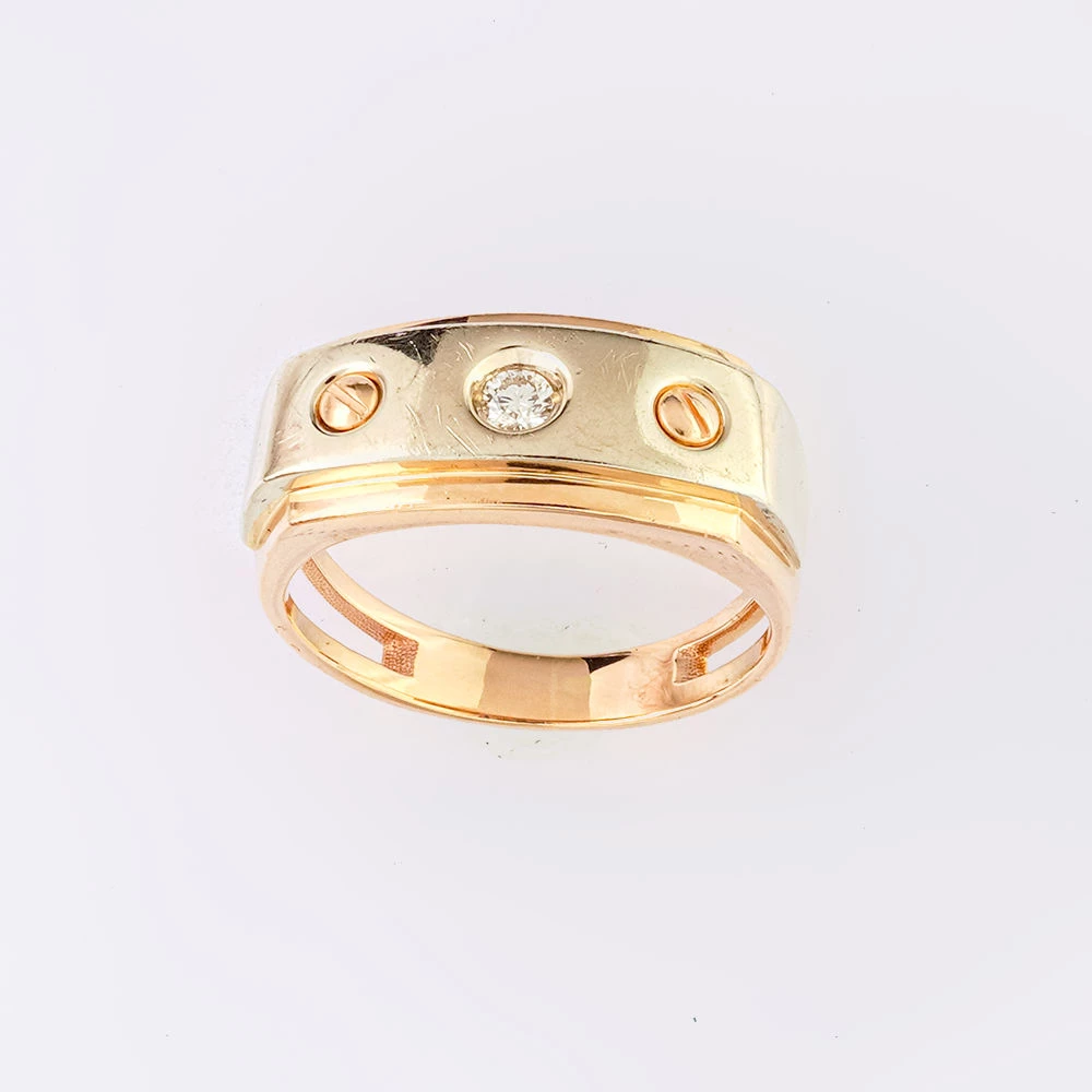 Кольцо с бриллиантом из красного золота 585 пробы