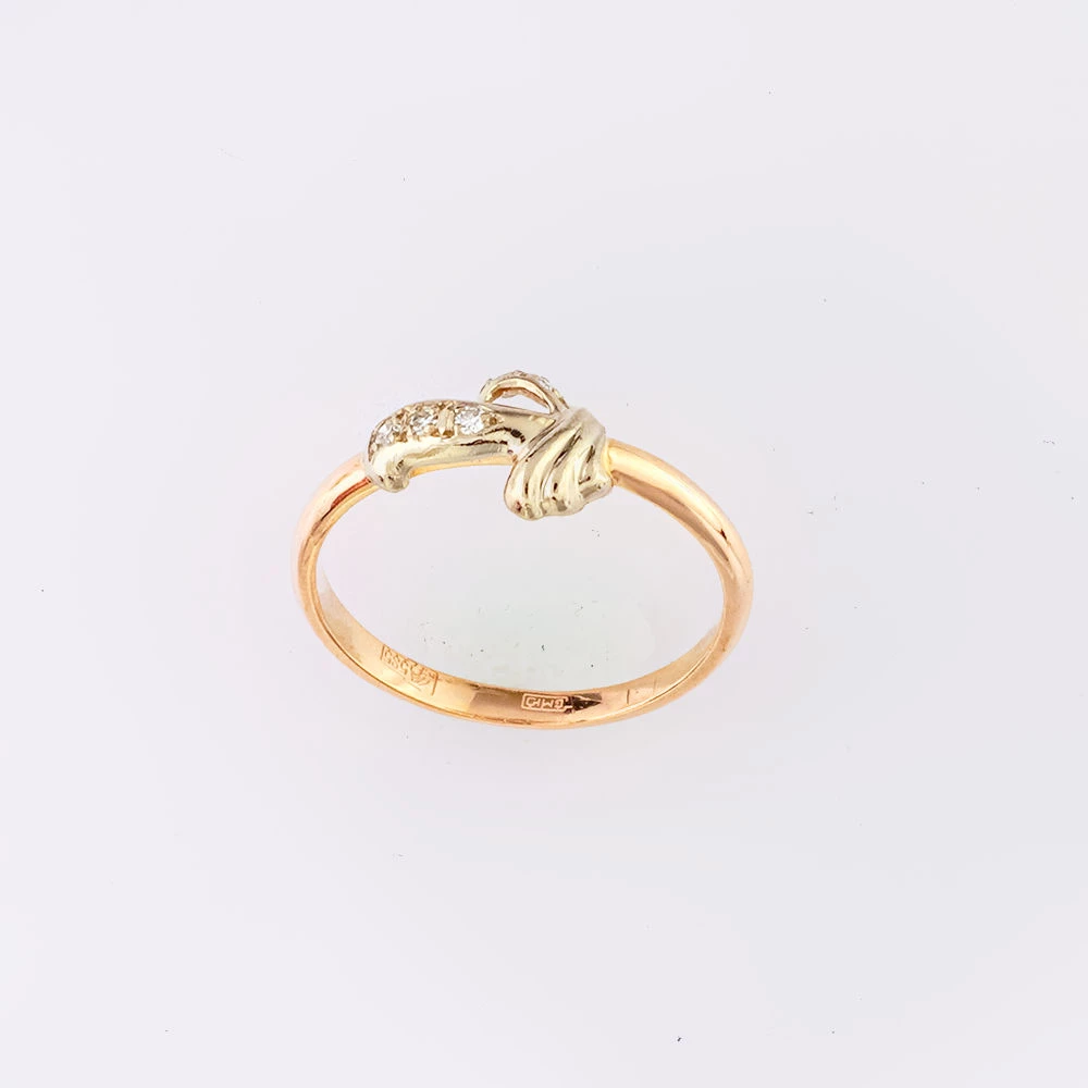 Кольцо с бриллиантом из красного золота 585 пробы