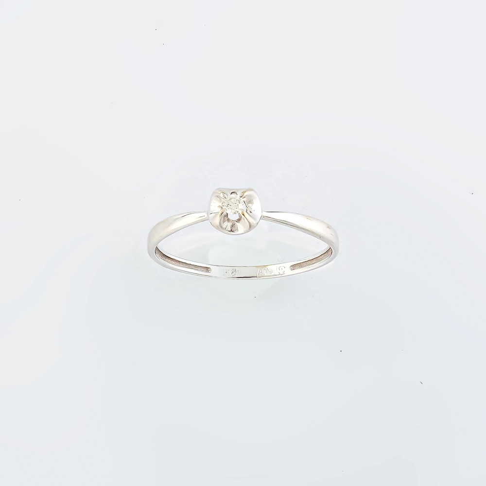 Кольцо с бриллиантом из белого золота 585 пробы